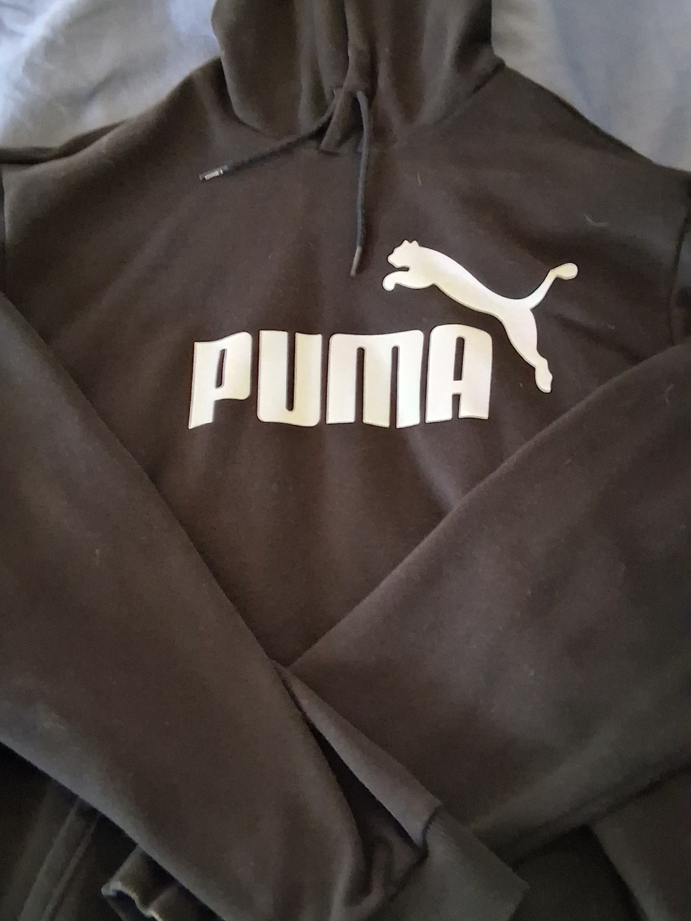 Puma Men's Black Hoodie with White Logo Print